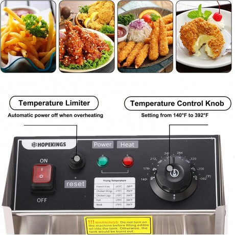 casulo Deep Fryer with 2 Baskets Professional Commercial Deep Fryer 3400W 12.7QT 12L Stainless Steel Countertop Fryer with Removable Oil Tanks and Adjustable Temperature for Commercial and Home Use B09H41PX13