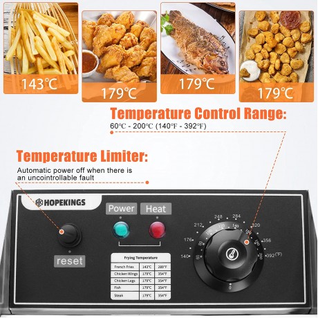 Electric Deep Fryer with Basket & Lid 1700W 6L Stainless Steel Commercial Frying Machine Countertop French Fryer with Temperature Control for Home Kitchen Restaurant B095YS2YZP