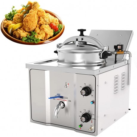 Pressure Fryer Commercial 16L Commercial Electric Countertop Pressure Fryer Stainless Steel 2400W 110V 220V Pressure Fryer with Timer for Chicken Fish Snack Large Capacity Deep Fryer B09G6W4PSK