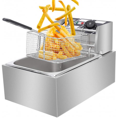 ZOKOP Deep Fryer with Basket 2500W Stainless Steel Electric Countertop Deep Fryer with 6.3 Quart Oil Container & Lid Adjustable Temperature Large Capacity Kitchen Frying Machine Perfect for Chicken Shrimp French Fries B097DW5B43