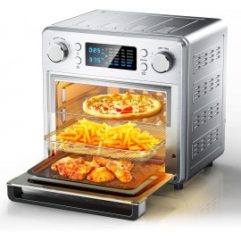 Air Fryer Toaster Oven Combo Countertop Convection Ovens 24-in-1 Air fry Bake Broil Toast Roast Dehydrate Defrost and More Functions 15L 15.9QT Capacity 10 Accessories LCD Display Stainless Steel B09R1DRHWQ