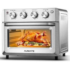 AUMATE Countertop Convection Oven 7-in-1 Toaster Oven Air Fryer Combo 19 QT Toaster Oven Countertop Oilless Knob Control Pizza Oven with Timer Fits 10" Pizza 4 Accessories 1550W Stainless Steel B08T74P28L