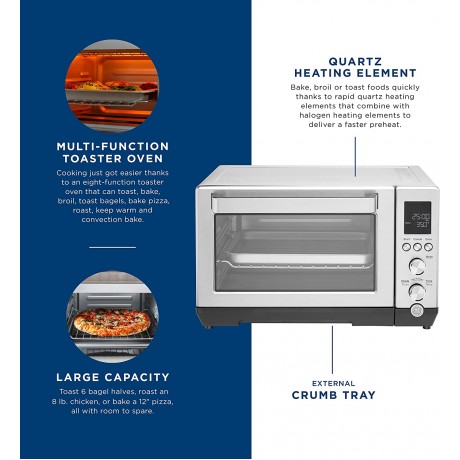 GE Convection Toaster Oven | Quartz Heating Technology | Large Capacity Toaster Oven Complete With 7 Cook Modes & Oven Accessories | Countertop Kitchen Essentials | 1500 Watts | Stainless Steel B08NWGGKMJ