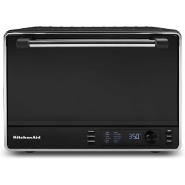KitchenAid KCO255BM Dual Convection Countertop Toaster Oven 12 preset cooking functions to roast bake fry meals desserts grill rack baking pan Digital display non-stick interior Matte Black RENEWED B08HHG2XNY