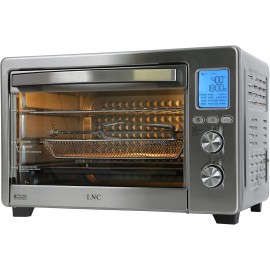 LNC A05000S Air Fryer Oven 34QT Extra Large 1750W Toaster Oven Air Fryer Combo 12” Pizza Convection Oven Countertop 12-in-1 Large Rotisserie Oven with 4 Accessories Stainless Steel Silver B09RJF918Q