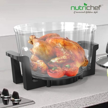 NutriChef Convection Countertop Toaster Oven Healthy Kitchen Air Fryer Roaster Oven Bake Grill Steam Broil Roast & Air-Fry Includes Glass Bowl Broil Rack and Toasting Rack 120V AZPKCOV45 B079B3Y1ZB