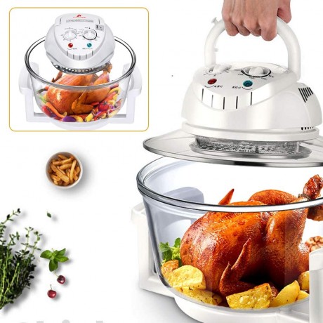 Turbo Convection Oven Air Fryer 12L High Boron Heat-resistant Glass Roaster Electric Cooker Multifunction 360° Vertical Heating with Automatic Power-off Handle for Home and Restaurant Use B08JPFV7YX