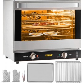 VEVOR Commercial Convection Oven 66L 60Qt Half-Size Conventional Oven Countertop 1800W 4-Tier Toaster w  Front Glass Door Electric Baking Oven w  Trays Wire Racks Clip Gloves 120V ETL Listed B09QGHYFY3