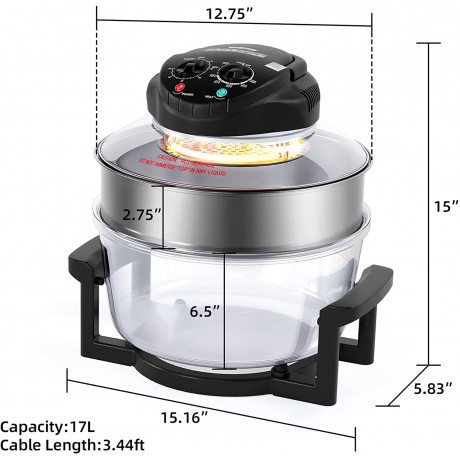 Wisfor Infrared Halogen Oven Chicken Turbo Cooker Oven Large 17 Quart for Healthy Meals Fries Chips with 11 Accessories B07SR8R8RY