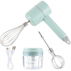 Topretty Electric Hand Mixer Mini Garlic Food Chopper 2 in 1 Handheld Egg Whisk 3-Speed Adjustable Cordless with 2 Beaters Portable Beater USB Rechargeable Kitchen Blender for Baking Cooking-Green B09HKHQW9M