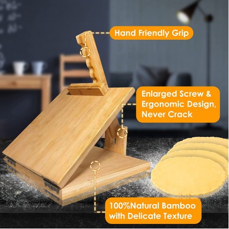 Tortilla Press10 Inch Roti Maker with Rolling Pin Large Bamboo Wood Tortilla Maker with 10 Pieces Parchment Paper Quesadilla Maker for Homemade Tortilla Roti Empanadas B09Q2VH4N7