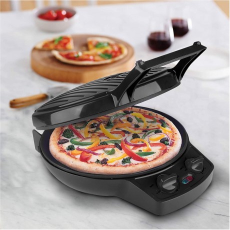 Courant Pizza Maker 12 Inch Pizza Cooker and Calzone Maker with Timer &Temperatures control 1440 Watts Pizza Oven convert to Electric indoor Grill Black B08QB7VTRL