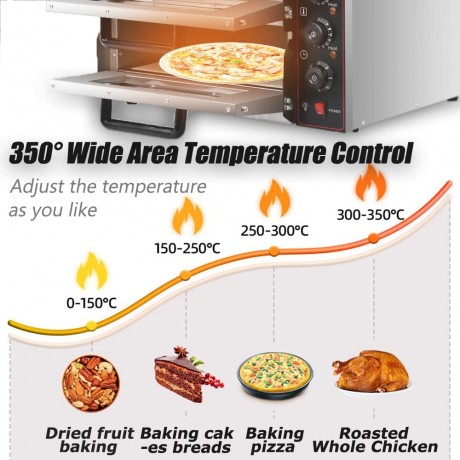 RYKIPO Commercial Electric Pizza Oven Countertop 3000W 14 Double Deck Stainless Stee Multipurpose Pizza Oven for Restaurant Kitchen Home Pizza Pretzels Baked Roast Dishes B0B2RP3DLW