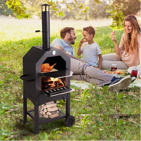 Sonegra Pizza Oven Outdoor Grill & Pizza Peel Garden Charcoal Portable BBQ Smoker Bread Oven Chimney Stainless Steel B092J8HCTH