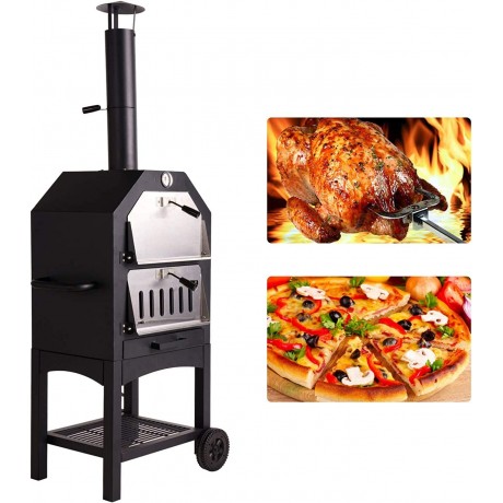 Sonegra Pizza Oven Outdoor Grill & Pizza Peel Garden Charcoal Portable BBQ Smoker Bread Oven Chimney Stainless Steel B092J8HCTH