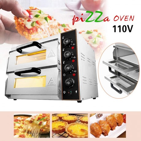 ZXMT Commercial Pizza Oven Double Oven 3000W 16 inch Stainless Steel Pizza Electric Countertop Pizza and Snack Oven Multipurpose Oven for Restaurant Home Pizza Pretzels Roast Yakitori 110V B091YJQ1V3