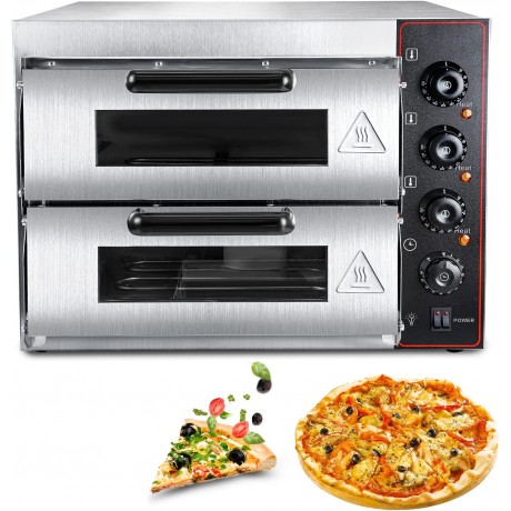 ZXMT Commercial Pizza Oven Double Oven 3000W 16 inch Stainless Steel Pizza Electric Countertop Pizza and Snack Oven Multipurpose Oven for Restaurant Home Pizza Pretzels Roast Yakitori 110V B091YJQ1V3