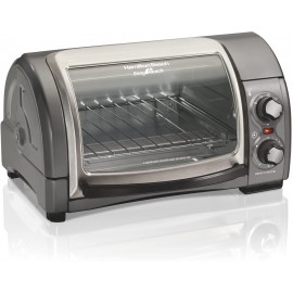 Hamilton Beach Easy Reach 4-Slice Countertop Toaster Oven With Roll-Top Door 1200 Watts Fits 9” Pizza 3 Cooking Functions for Bake Broil and Toast Silver 31344DA B07CP7JN79