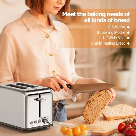 Toaster 2 Slice Best Rated Prime Toasters Stainless Steel Toaster with 1.4 in Wide Slot 6 Shade Settings and Removable Crumb Tray Bagel Defrost Cancel Function High-Lift Evenly Quickly Toast B09SG2TC17