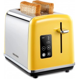 Toaster 2 Slice REDMOND Retro Toaster with Smart Touch Screen and Digital Countdown Timer Stainless Steel toaster with Extra Wide Slot and Cancel Defrost Reheat Function 6 Shade Settings Yellow B095P7TM5G
