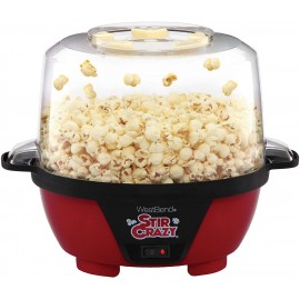 West Bend Stir Crazy Popcorn Machine Electric Hot Oil Popper Includes Large Lid for Serving Bowl and Convenient Nesting Storage 6-Quart Red B00KL8SM92