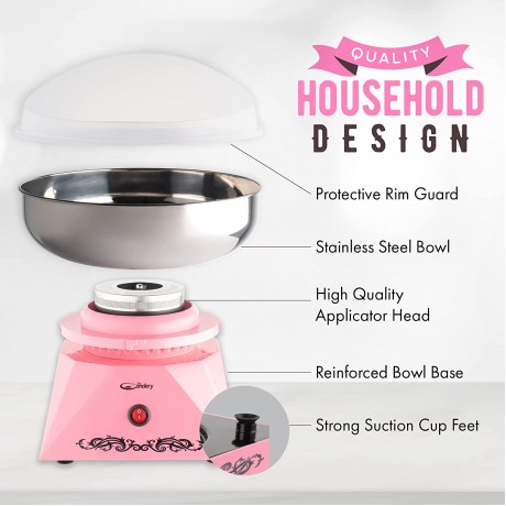 Cotton Candy Machine with Stainless Steel Bowl 2.0 Cotton Candy Maker 10 Cones & Sugar Scoop Nostalgic Household Cotton Candy Machine for Kids Birthday Party Use with Floss Sugar Hard Candy- By The Candery B09WWRW3VR