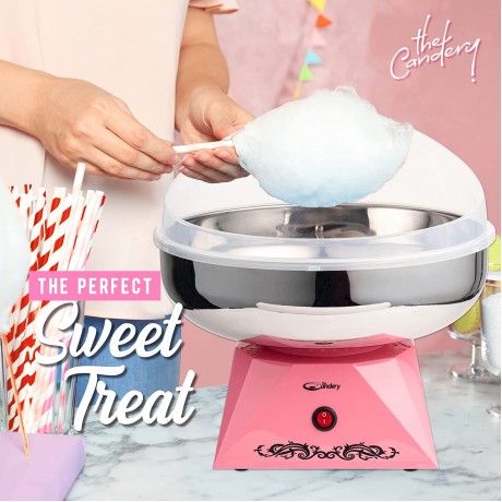Cotton Candy Machine with Stainless Steel Bowl 2.0 Cotton Candy Maker 10 Cones & Sugar Scoop Nostalgic Household Cotton Candy Machine for Kids Birthday Party Use with Floss Sugar Hard Candy- By The Candery B09WWRW3VR