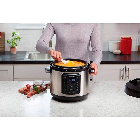 Crock-pot 8-Quart Multi-Use XL Express Crock Programmable Slow Cooker with Manual Pressure Boil & Simmer with Extra Sealing Gasket Stainless Steel B07VZKDHFZ