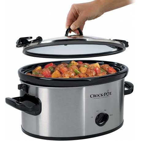 Crock-Pot SCCPVL600S Cook N Carry 6-Quart Oval Manual Portable Slow Cooker Stainless Steel Renewed B07KXB8PHT