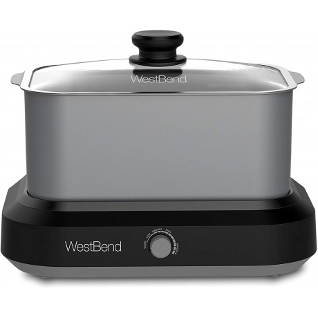 West Bend 87906 Slow Cooker Large Capacity Non-stick Variable Temperature Control Includes Travel Lid and Thermal Carrying Case 6-Quart Silver B082BW7XL1