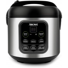 Aroma Housewares ARC-994SB Rice & Grain Cooker Slow Cook Steam Oatmeal Risotto 8-cup cooked 4-cup uncooked 2Qt Stainless Steel B0849SDZX7