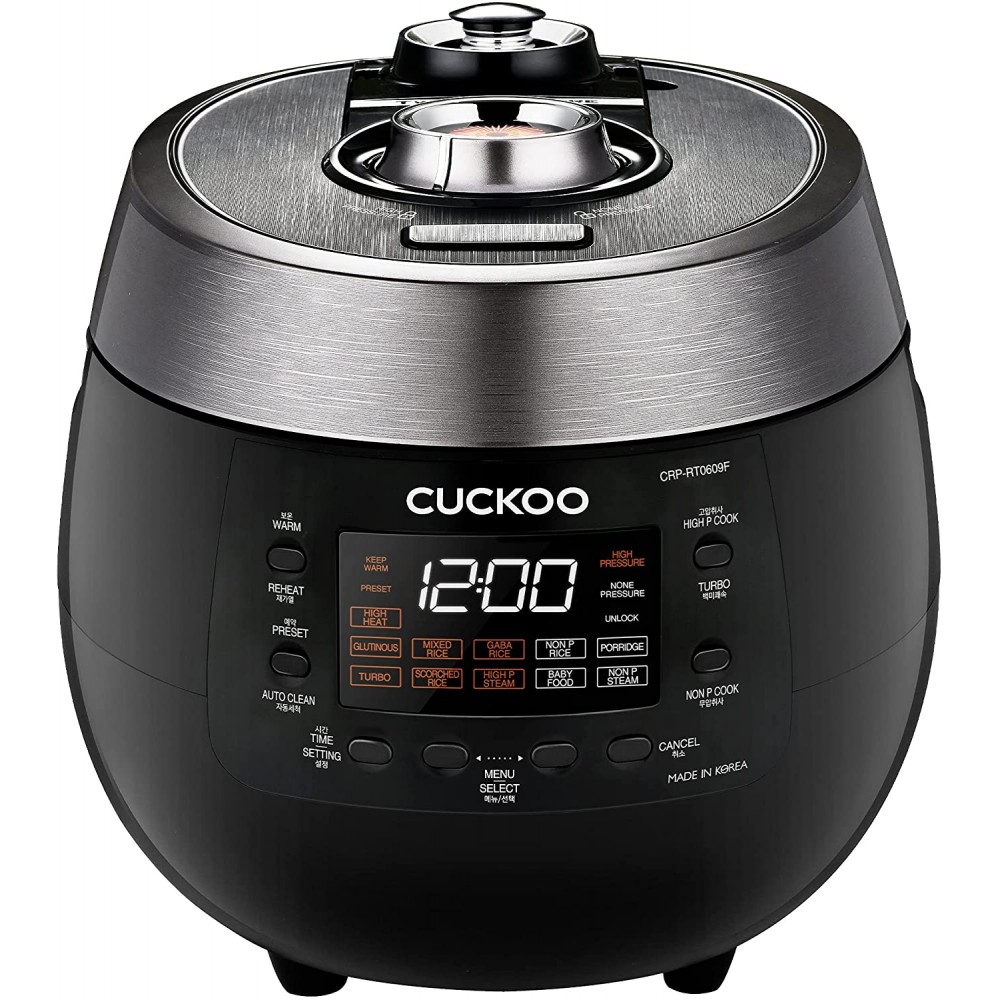 CUCKOO CRP-RT0609FB | 6-Cup Uncooked Twin Pressure Rice Cooker & Warmer | 12 Menu Options: High Non-Pressure Steam & More Made in Korea | Black B087H24T6G