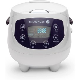 Reishunger Digital Mini Rice Cooker and Steamer White Keep Warm Function & Timer 3.5 Cups – Small Rice Cooker and Multi Cooker with Ceramic Pot 8 Programs & 7-Phase Technology – 1-3 People B07TBDQL1L