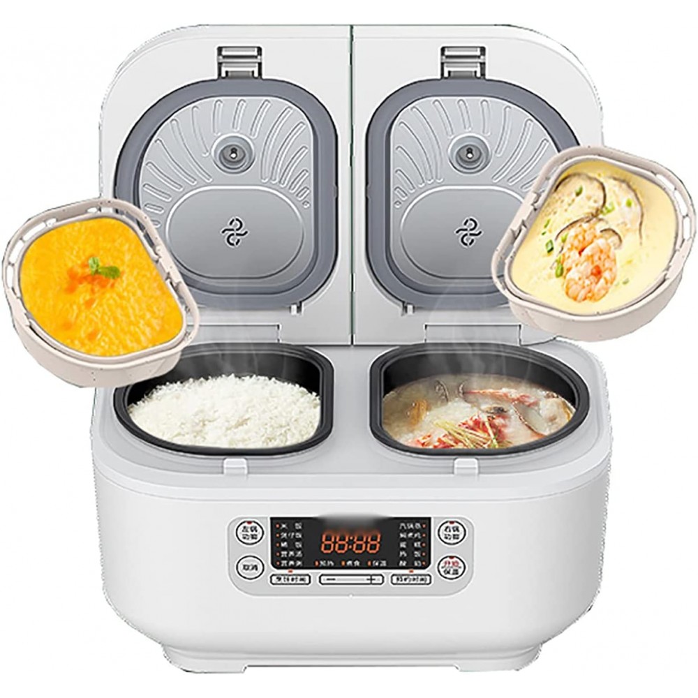 Rice Cooker 1.5+1.5L Home Double Inner Integrated Multi-function Rice Cooker 12H Appointment and Insulation for 1-3 People B09H4J3B8Y