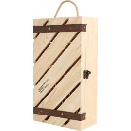 Red Wine Box Gojiny Wooden Slanted Bar Wine Gift Box Holder with Handle Rope for 2 Bottles of Wine B08XZ2V3L8