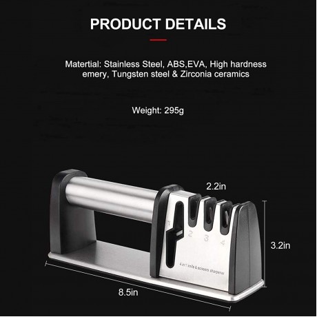 Knife Sharpener Professional Kitchen Sharpener 4 in 1 Non-slip Base with Ergonomic Design for All Sized Household Knives 4 Stages Sharpening Tool Professional Chef's Kitchen Knife Accessories B08T5VVXDB