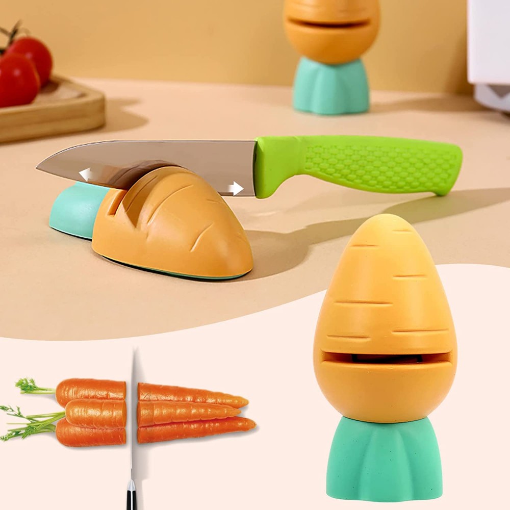 Mini Cute Carrot Sharpening Stone Blade Knife Sharpener Fun Kitchen Gadgets BPA-free Dishwasher-Safe Kitchen Knife Sharpener B09XHW7GPF