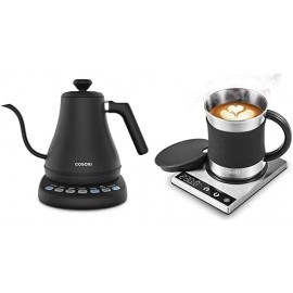 COSORI Electric Gooseneck Kettle with 5 Variable Presets 100% Stainless Steel Inner Lid & Bottom Coffee Mug Warmer & Mug Set Beverage Cup Warmer for Desk Home Office Use Coffee gifts B0B31PFS7H