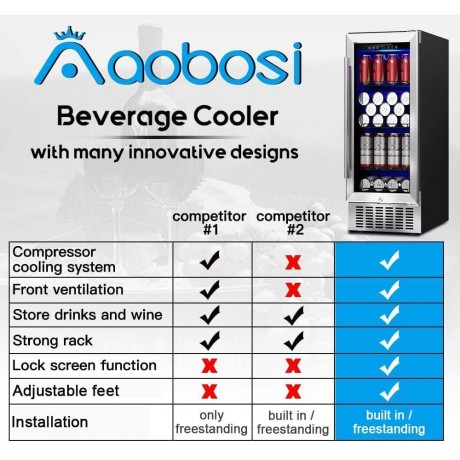 AAOBOSI 24 Inch Beverage and Wine Cooler Dual Zone and Beverage Refrigerator 15 Inch 94 Cans B0B4K27868