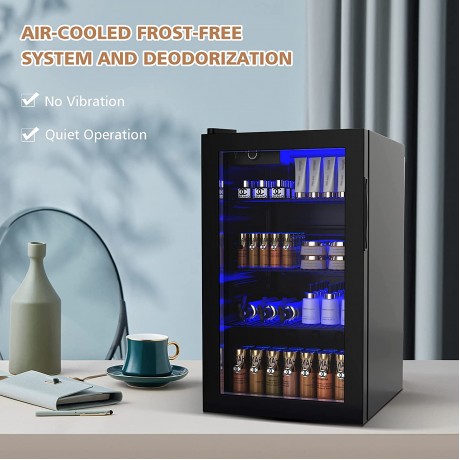 ARLIME Beverage Refrigerator 120 Can Mini Fridge Cooler with Glass Door Small Drink Dispenser Machine Small Fridge with Adjustable Shelves for Home Kitchen Bar Office 3.2 Cu.Ft B094D3TL89