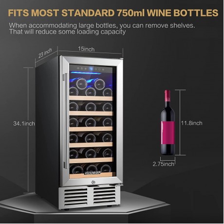 BODEGA Cooler Wine and Beverage Refrigerator 15 Inch Cooler Humidor & 31 Bottle Wine Cooler B0B3DMV19R