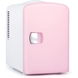 Living Enrichment Mini Fridge Chilling and Warming AC DC Power Portable Refrigerator 4L 6 Cans Capacity for Skincare Foods Medications Milk Home and Travel Pink White B09WVN21VK