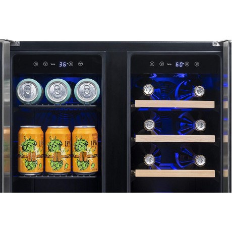NewAir 18 Bottle 58 Can French Door Wine And Beverage Cooler White Red Wine Countertop Fridge Stainless Steel With Digital Temperature Controls and Key lock B087JDR7QX