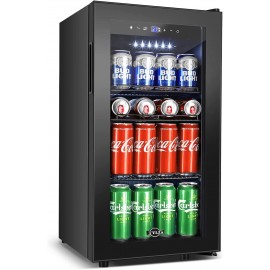 TYLZA Mini Beverage Cooler Refrigerator Freestanding 130 Cans Beverage Fridge with Glass Door for Beer Soda and Wine Small Drink Fridge for Office or Bar with Adjustable Removable Shelves B09SHPZ64L