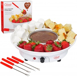 Chocolate Fondue Maker- Deluxe Electric Dessert Melting Fountain Fondue Pot Set with 4 Forks and Party Serving Tray Great for Parties B01IBY7JNW