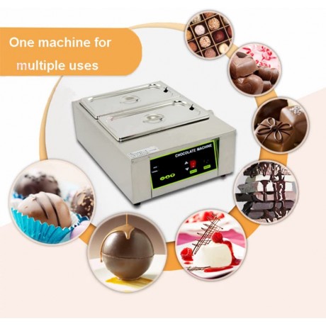 Commercial Chocolate Melting Pot Heater 1000W Electric Chocolate Tempering Machine Stainless Steel Food Warmer 30-85℃ 2 Tanks for 10Kg of Milk Cream Soup. B09S5N8RMM
