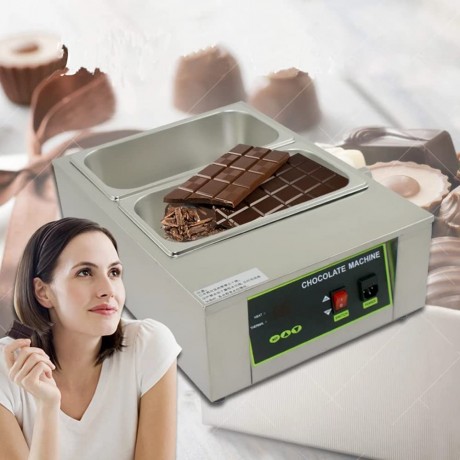 Commercial Chocolate Melting Pot Heater 1000W Electric Chocolate Tempering Machine Stainless Steel Food Warmer 30-85℃ 2 Tanks for 10Kg of Milk Cream Soup. B09S5N8RMM