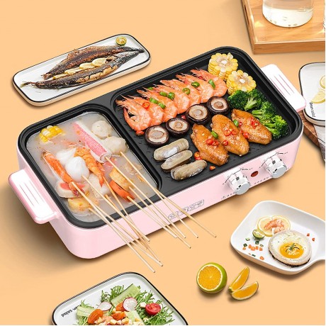 LXDZXY Pots,Electric Grill with Hot Pot Frying Grilled Shabu All-in-One Pot Non-Stick Smokeless BBQ Grill Shabu Pot Multifunction Electric Grill Red B09N74ZKQ5