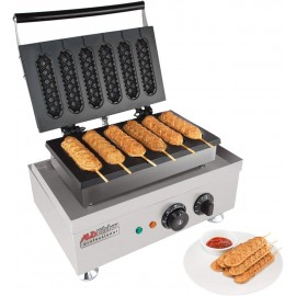 ALDKitchen Corn Dog Waffle Maker for Commercial Use | 6 Hotdog Waffles on a Stick | Stainless Steel | 110V 6 Hot Dogs B08W8MK12S