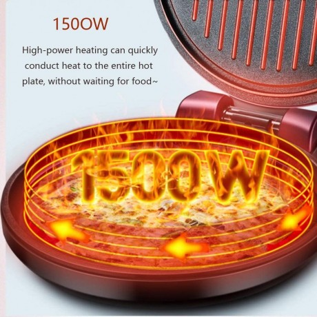 FENDOUBA New Electric Baking Pan，Non-Stick Pizza Maker Machine for Home，Double-sided Heating Pancake Pan 180 Degree Opening And Closing 1500W,Wine Red B08QJ7PQ15